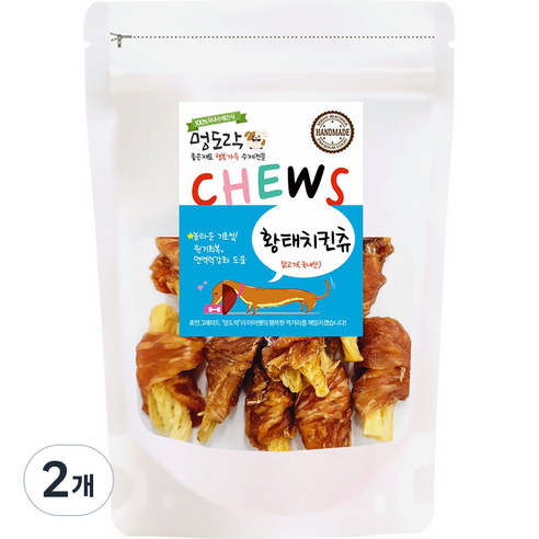 멍도락 국내산 강아지수제간식 영양만점 고급원재료 안심제조, 황태치킨츄, 70g, 2개