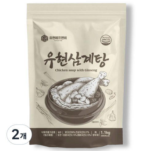 [상온] 유현삼계탕 보양식 대용량 웅추닭, 1.1kg, 2개 1.1kg × 2개, 1.1kg × 2개 섬네일