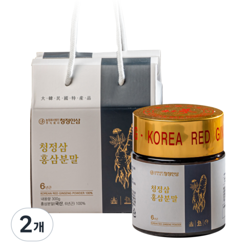 행복한 홍삼 6년근 홍삼 가루 분말 국산 100%, 300g, 2개