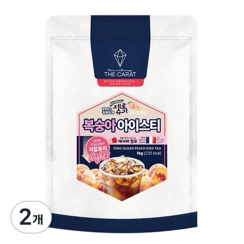 더캐럿 제로슈가 복숭아 아이스티 파우더 분말, 1kg, 2개, 1개입