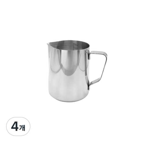 카페마스터 스텐 우유 눈금 스팀피쳐 밀크저그, 4개, 600ml