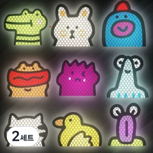 나나바나나 빛반사 안전 스티커, 2세트, 9개