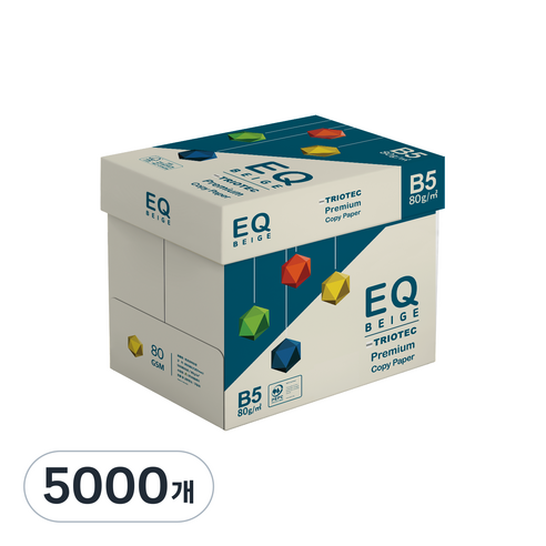 EQ BEIGE 이큐 베이지 80g 비파이브용지 1박스 500매X5권 미색용지 b5용지 b5복사용지, 5000개, B5