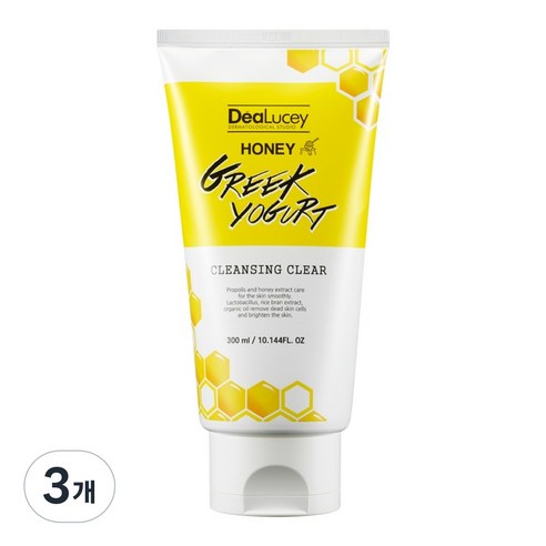 디어루시 허니 그릭요거트 클렌징 클리어 / 대용량 촉촉 보습 클렌징폼, 3개, 300ml
