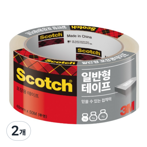 쓰리엠 포장용 리필 3650 투명 테이프, 2개