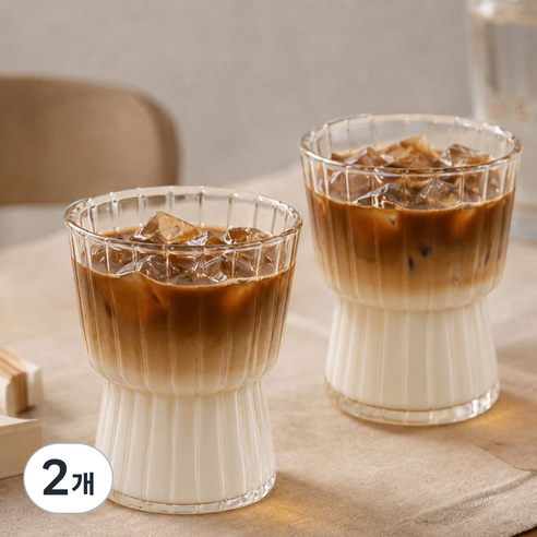 옵티머스 플리츠 성화 내열유리 머그컵 350ml, 2개, 투명