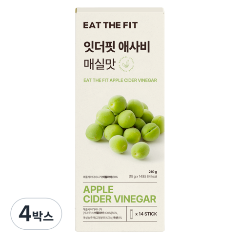 잇더핏 비니거핏 애플사이다비니거 14포, 4박스, 210g