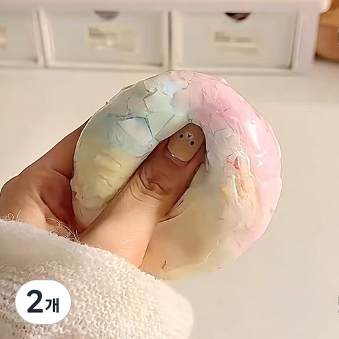 토이토이 왁뿌볼 스트레스 해소 말랑이 ASMR 왁스뿌시기 마카롱 스트레스볼, 2개, 70g, 마카롱레인보우 7cm
