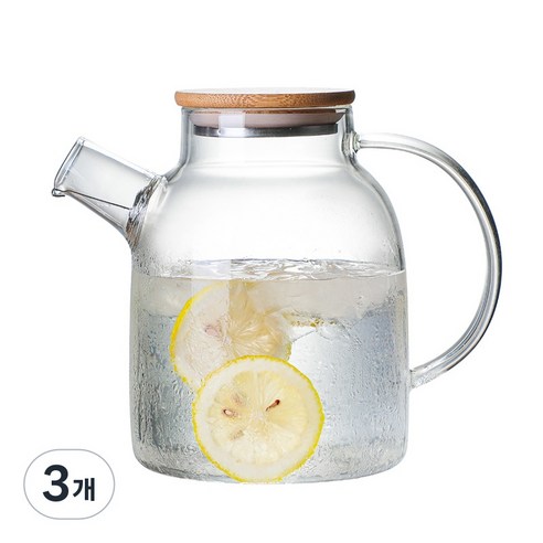 카페로메오 직화 가능한 내열 유리 티포트 주전자, 3개, 1.8L, 혼합색상