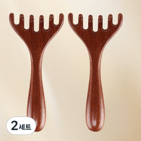 융풍 마사지기 전신 경락 두피 괄사 우드 사슴뿔 마사지기 2개세트, 브라운색, 2세트