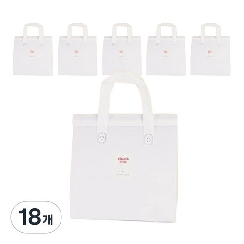 일회용 피크닉 도시락 미니 보냉백 보냉가방 쿨러백 대형 (스티커 포함), 18개, 화이트