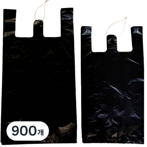 아재비닐 두꺼운 검정 비닐봉투 손잡이봉투 마트봉투, 900개, 5L