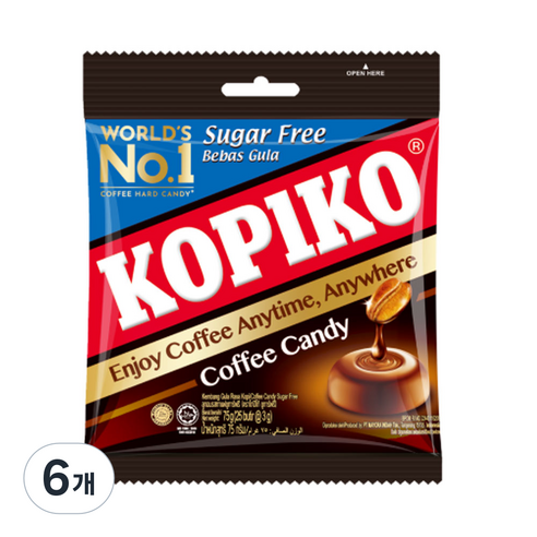 코피코 캔디 슈가프리, 75g, 6개