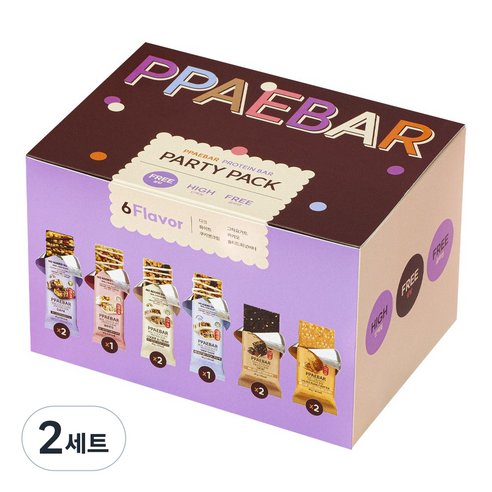 [설탕X 저당] 빼바 프로틴바 파티팩, 2세트, 400g