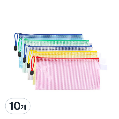 튼튼한 사무용 PVC 방수 파일 소품 보관 지퍼 파우치, A6, 10개