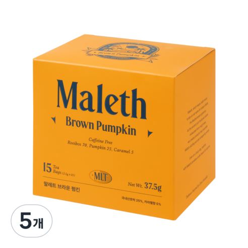 말레트 루이보스티 차 티백 유기농 임산부 선물 호박차, 2.5g, 15개입, 5개