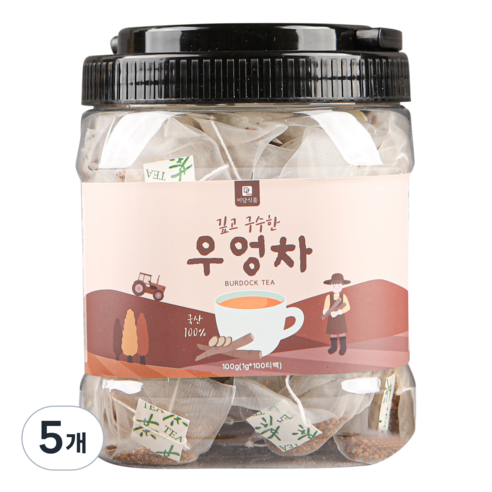 [식물유래 안심 생분해필터] 미담식품 우엉차 삼각티백, 5개, 100개입, 1g