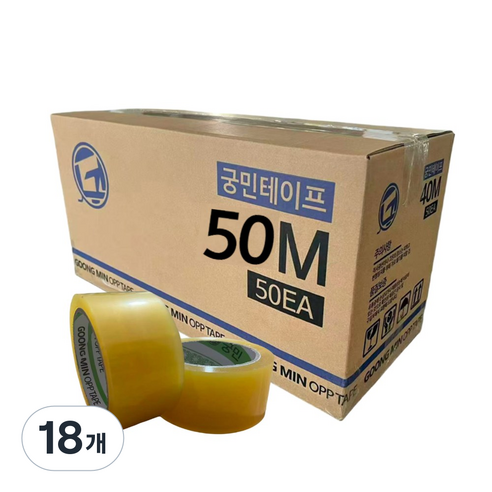 코타 포장용 박스테이프 투명 45mm x 80m, 18개