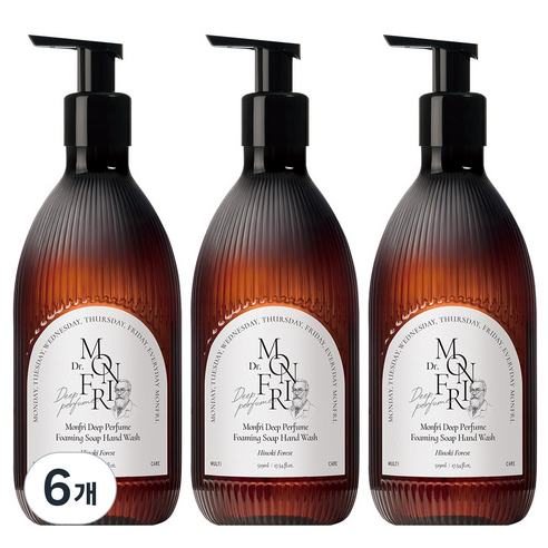 먼프리 대용량 딥 퍼퓸 모이스처 버블 핸드워시 히노키포레스트향, 6개, 519ml