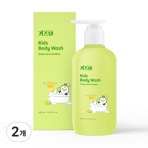 키즈텐 아기 유아 어린이 키즈 초등학생 약산성 순한 버블 목욕 바디워시, 2개, 300ml