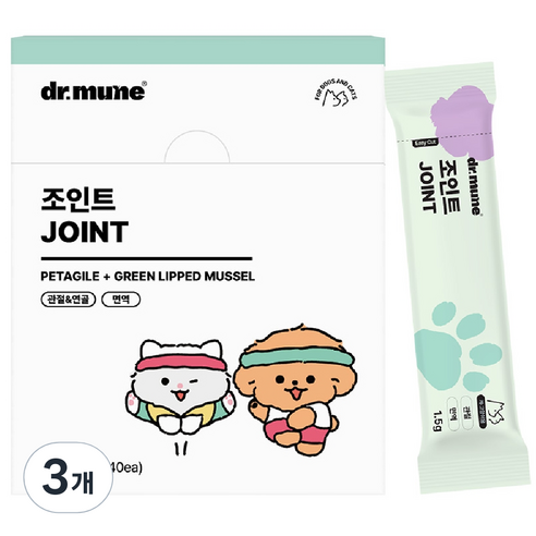 [총 40회 급여] 닥터뮨 조인트 관절 영양제 강아지 고양이 겸용 60g, 3개, 뼈/관절강화, 40회분
