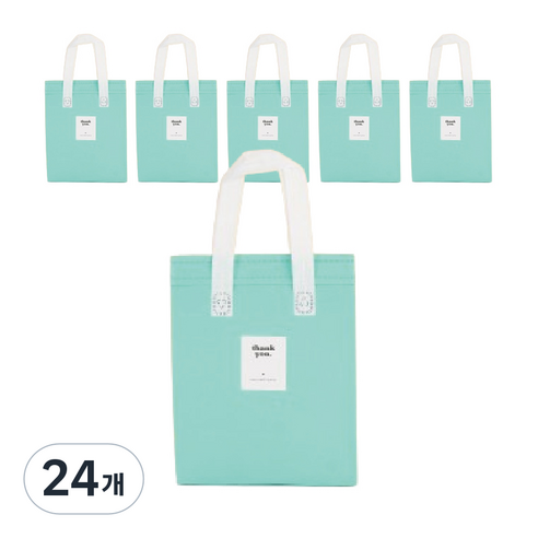 일회용 피크닉 도시락 미니 보냉백 보냉가방 쿨러백 대형 (스티커 포함), 24개, 민트