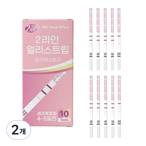 No Hook 에이디텍 2라인 얼리 임테기 스트립 임신테스트기 (10회용), 2개, 10개입