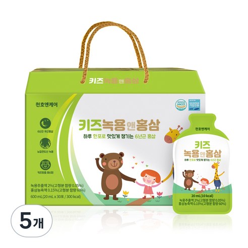 천호엔케어 어린이 유아 키즈 녹용 홍삼 30포, 어린이 녹용홍삼, 5개