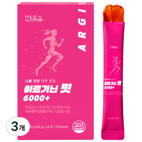 한포유 여성 아르기닌 핏 6000+ L아르기닌 고함량 젤리 콜라겐 14포, 350g, 3개