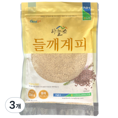 수안보농협 국산 깐들깨가루(들깨계피), 3개, 200g