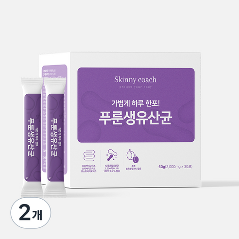 푸룬생유산균 2500억CFU 프로바이오+포스트바이오+프리바이오 3종바이오틱스 30포, 60g, 2개