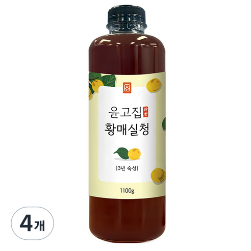 윤고집 하동 황매실청 매실장인 3년숙성, 4개, 1개입, 1.1kg