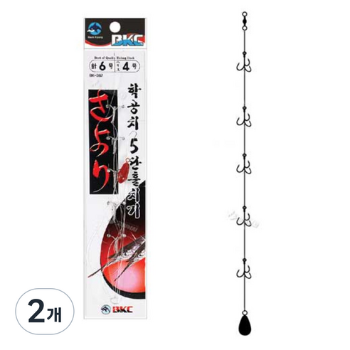 BKC 학꽁치 5단 훌치기 채비 BK-367 훌치기 묶음 바늘 카드채비, 2개, 1개입