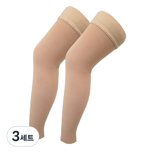 메디지아 의료용 허벅지 압박스타킹 압박밴드 다리 무발 스킨, 3세트, 허벅지형