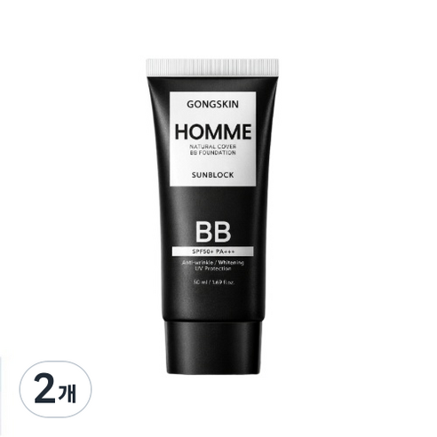 공스킨 내추럴 썬크림 BB 파운데이션 SPF50+ PA+++(식약처 인증 자외선 차단 미백 주름개선 3중 기능성), 50ml, 2개