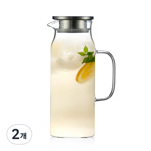 카페로메오 스텐캡 내열유리 냉장고 물병, 혼합색상, 1.5L, 2개