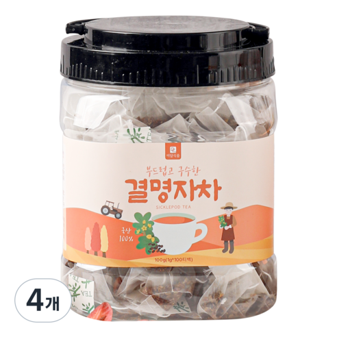 미세플라스틱 없는 생분해필터 미담식품 결명자차 삼각티백, 4개, 100개입, 1g