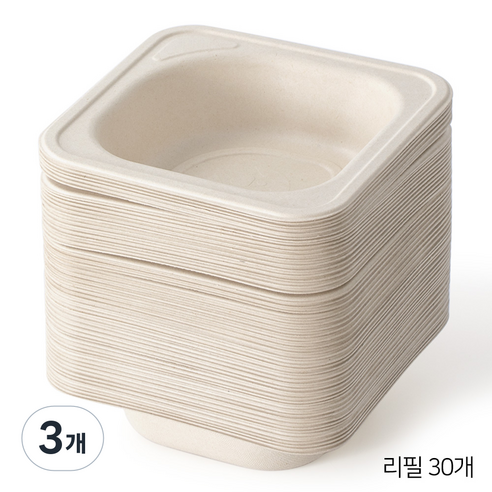 쿨키즈 친환경 강아지 고양이 밥그릇 천연소재 경사형 일회용 식기, 베이지, 3개