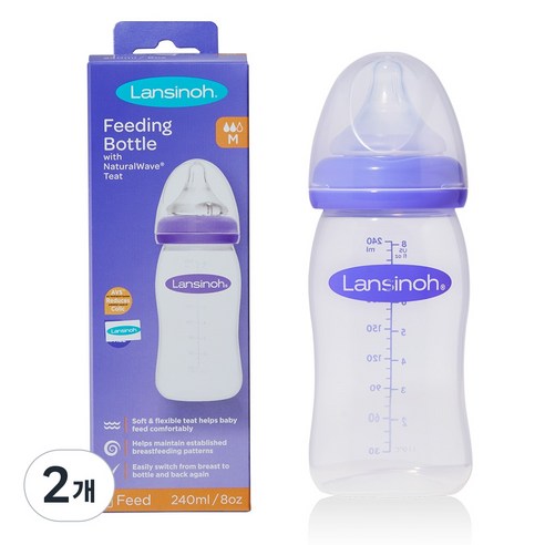 란시노 PP젖병 신생아 아기(젖꼭지M 포함), 혼합색상, 240ml, 2개