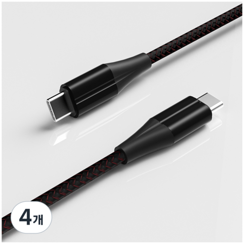 넥스차지 아이폰/삼성 전용 c타입 고속 충전기 케이블 PD 60W, 4개, 블랙, 2m