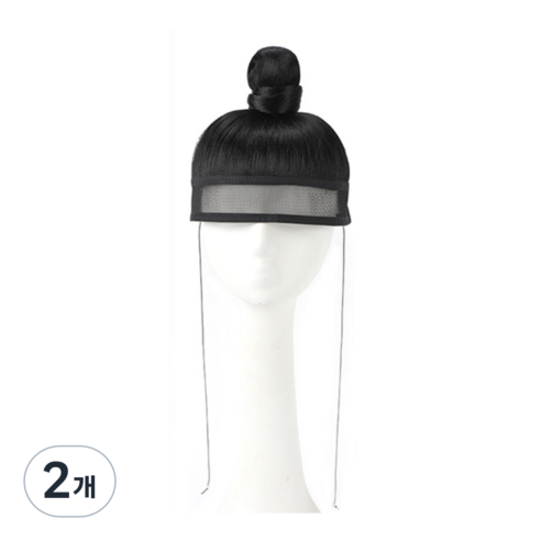 사극 남자 가발 상투머리 전통 영화 드라마 소품, 2개, 블랙