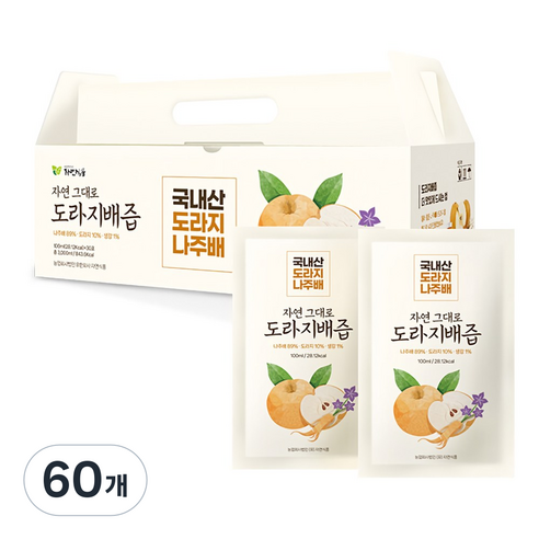 자연식품 자연그대로 도라지배즙, 100ml, 60개
