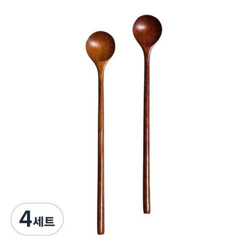 파이브케이 우드 롱 티스푼 세트, 4세트, 브라운