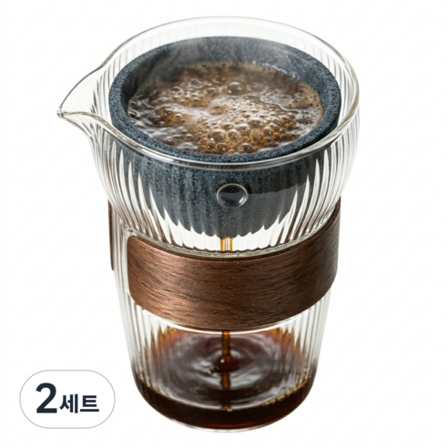 YITUMU 미세다공성 세라믹 핸드드립 커피 드리퍼 세트+막힘 방지 청소 펌프, 단품, 2세트, 400ml