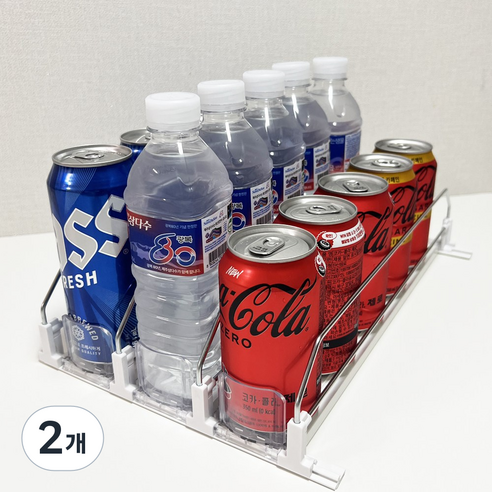 리빙이아 캔음료 자동 디스펜서 트레이, 화이트, 2개