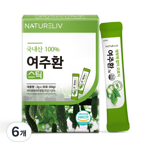 네이쳐리브 국내산 여주환 스틱 농약 잔류 검사 완료 먹기좋은 작은환, 60g, 6개