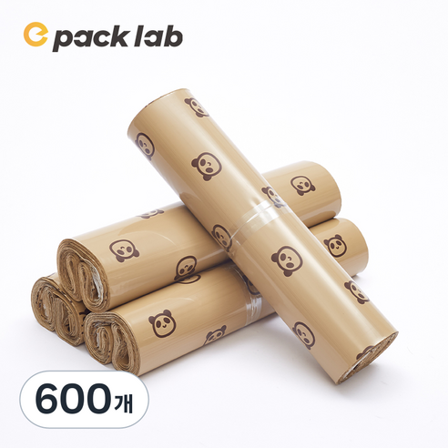 epacklab LDPE 0.07T 두꺼운 택배봉투 밀크티 베이지 팬더 캐릭터 패턴 방수 포장봉투 강력접착 택배용, 600개