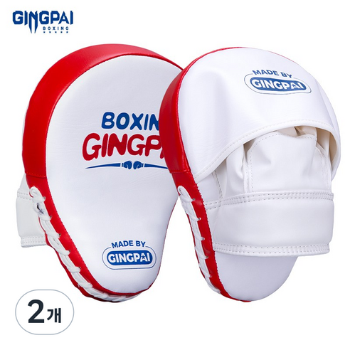 GINGPAI 복싱 핸드미트 고밀도 쿠션 충격흡수 PU 소재 스파링 훈련용 핸드타겟 HLSB, 2개, 01.화이트&레드&블루