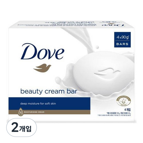 도브비누 뷰티바 화이트 100g 단품, 90g, 2개입