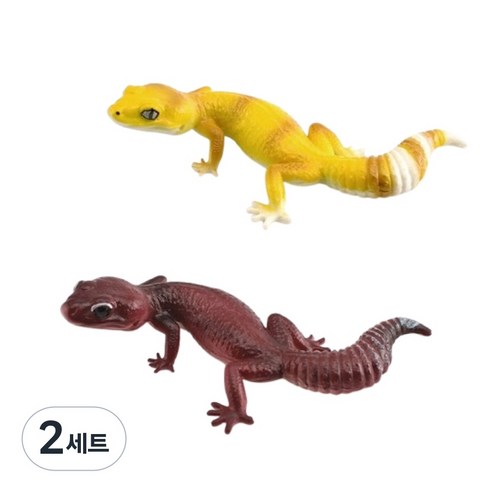 도마뱀피규어 게코 2개입 미니어처 레오파드 인형 모형 소품 장식품, 노랑색 1개+자주색 1개, 2세트